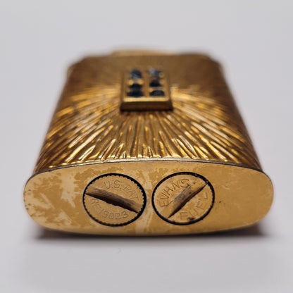 1950s Evans Supreme Sunburst Gold / Gems Pocket Lighter