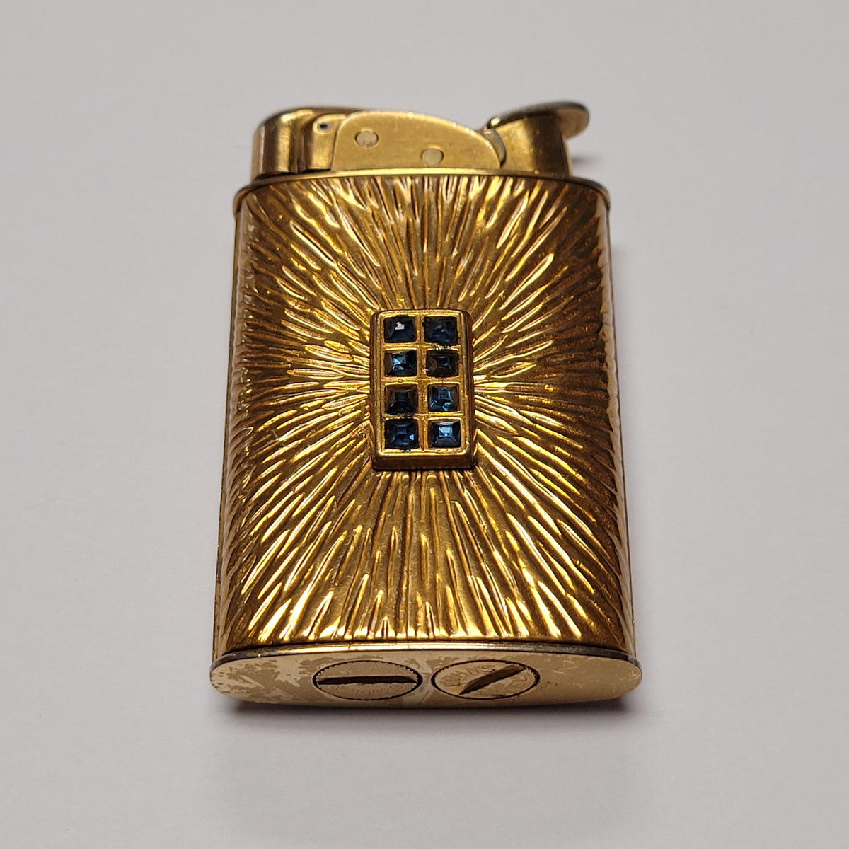 1950s Evans Supreme Sunburst Gold / Gems Pocket Lighter