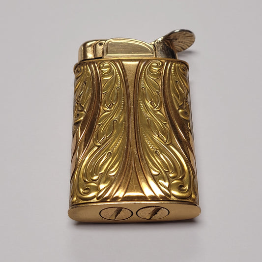 1950s Evans Supreme Gold Plated Floral Pocket Lighter