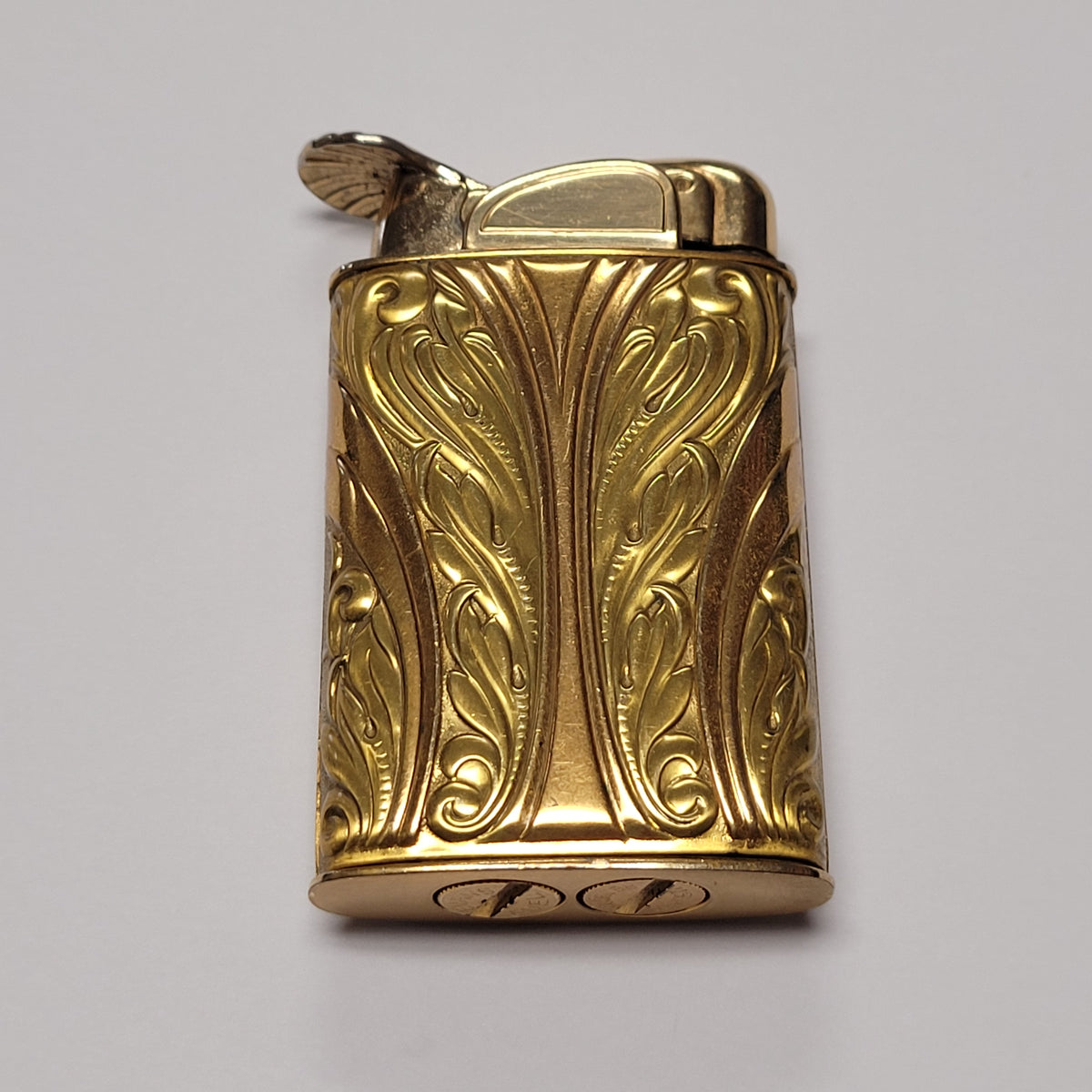 1950s Evans Supreme Gold Plated Floral Pocket Lighter