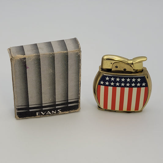1950s Evans Kingston USA Flag Pocket Lighter