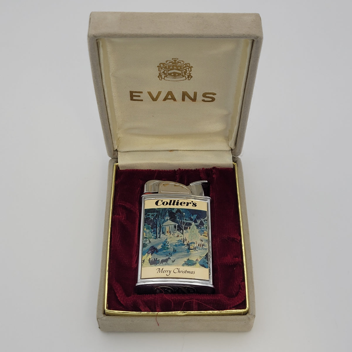 1950s Evans Supreme Collier's Merry Christmas Pocket Lighter