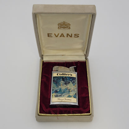1950s Evans Supreme Collier's Merry Christmas Pocket Lighter