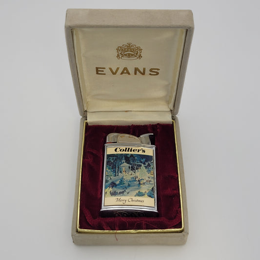 1950s Evans Supreme Collier's Merry Christmas Pocket Lighter