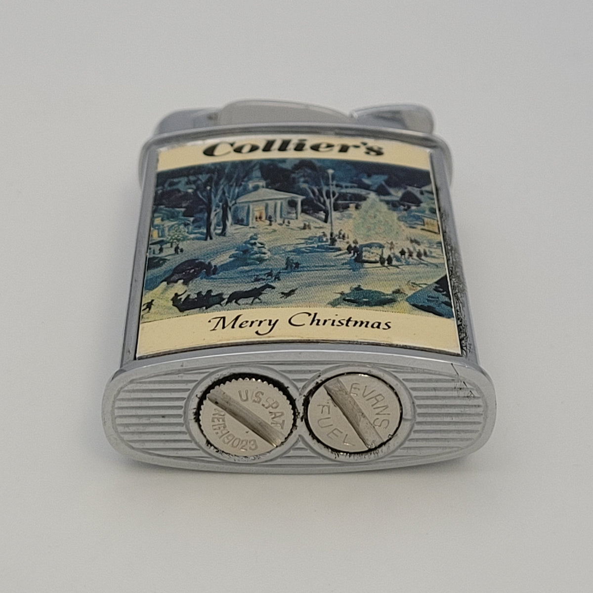 1950s Evans Supreme Collier's Merry Christmas Pocket Lighter