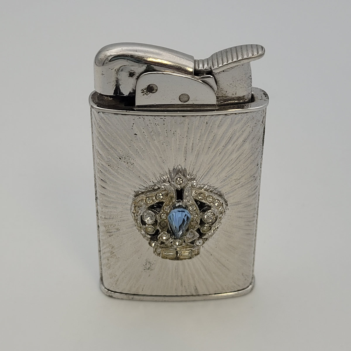 1950s Evans Supreme Starburst Jeweled Crown Pocket Lighter