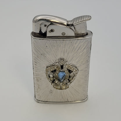 1950s Evans Supreme Starburst Jeweled Crown Pocket Lighter