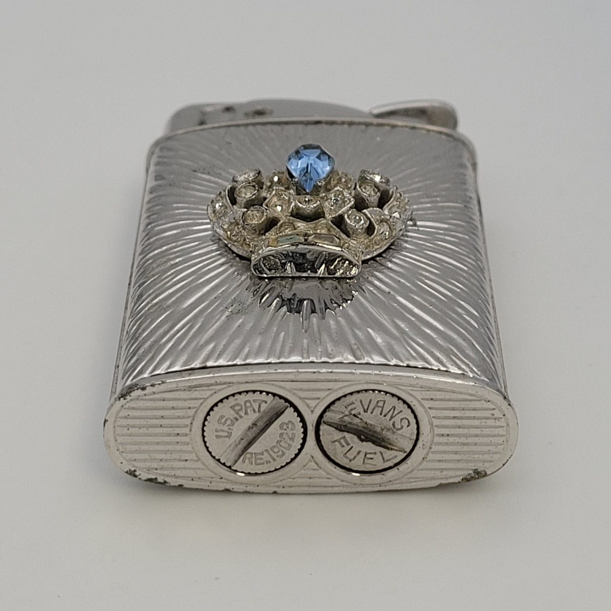 1950s Evans Supreme Starburst Jeweled Crown Pocket Lighter