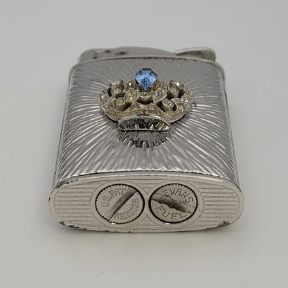 1950s Evans Supreme Starburst Jeweled Crown Pocket Lighter