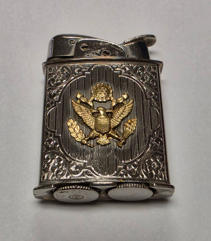 1950s Evans Banner U.S. Army Emblem Chrome Pocket Lighter