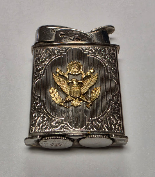 1950s Evans Banner U.S. Army Emblem Chrome Pocket Lighter