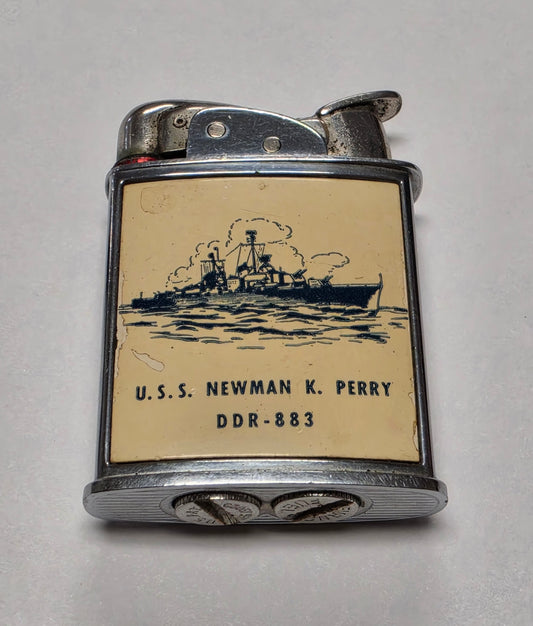 1950s Evans Banner U.S.S. Newman K. Perry Military Pocket Lighter