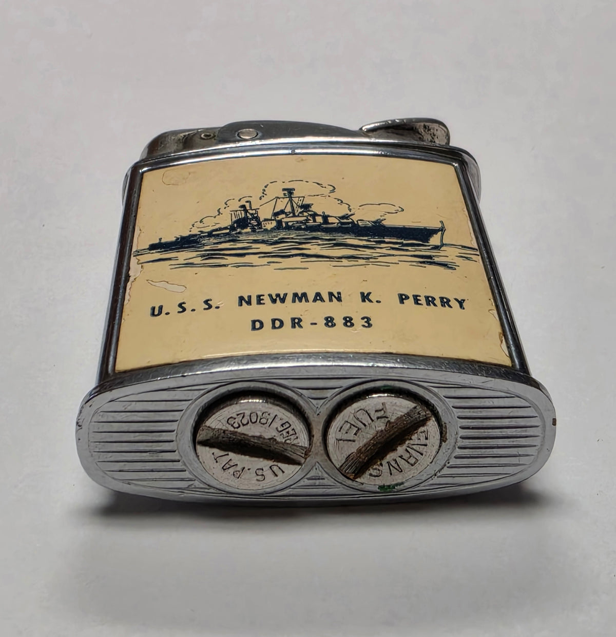 1950s Evans Banner U.S.S. Newman K. Perry Military Pocket Lighter