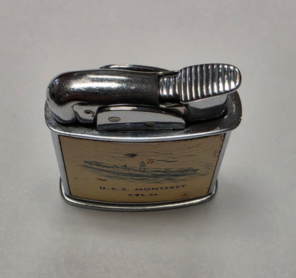1950s Evans Banner U.S.S. Monterey Military Pocket Lighter