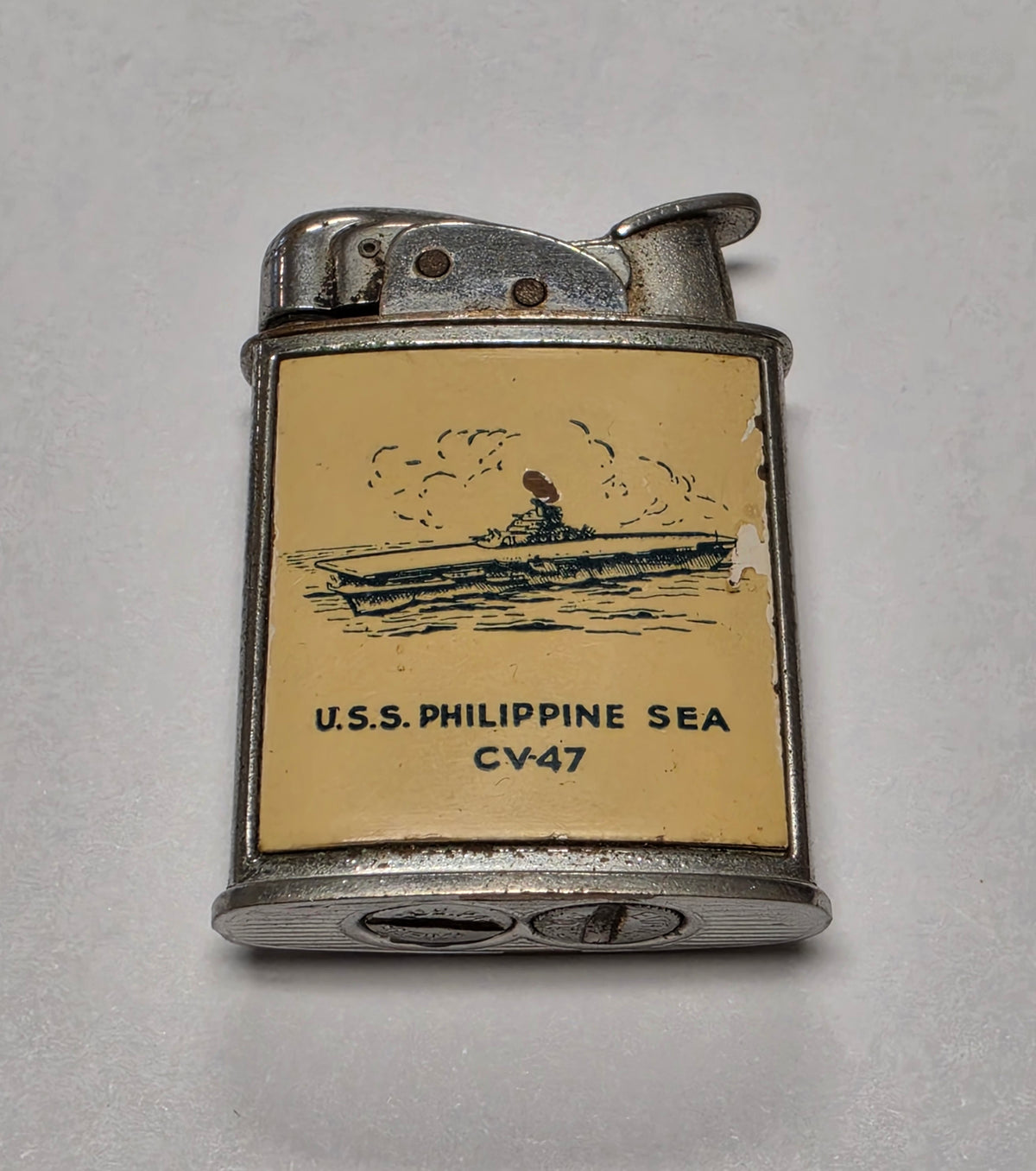 1950s Evans Banner U.S.S. Philippine Sea Military Pocket Lighter