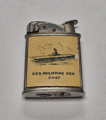 1950s Evans Banner U.S.S. Philippine Sea Military Pocket Lighter