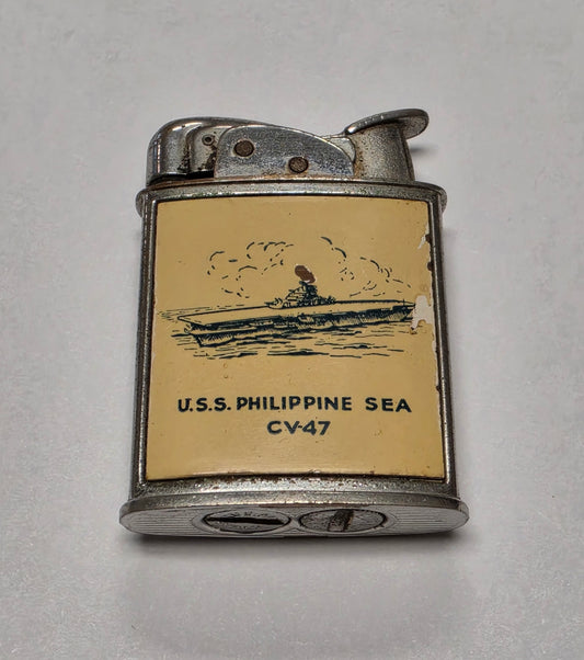 1950s Evans Banner U.S.S. Philippine Sea Military Pocket Lighter