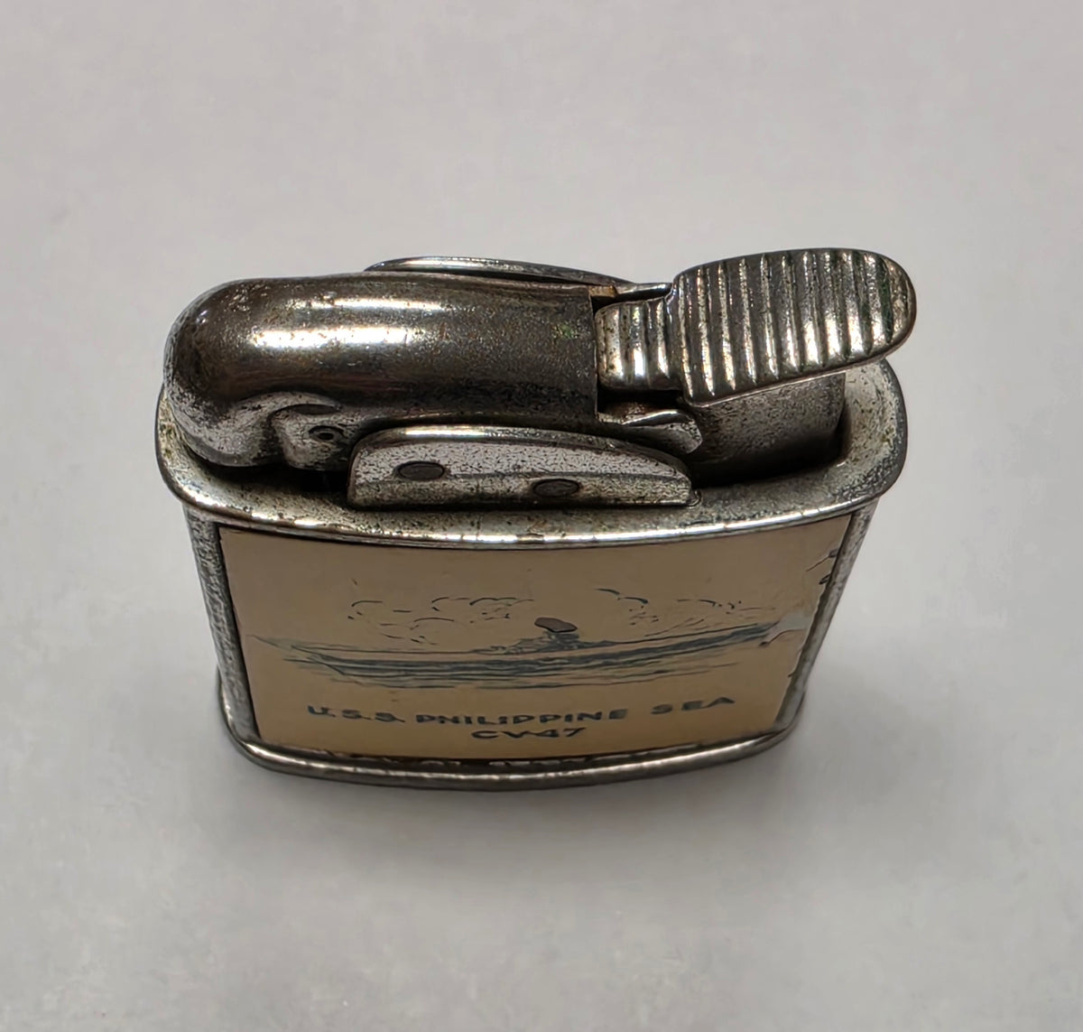 1950s Evans Banner U.S.S. Philippine Sea Military Pocket Lighter