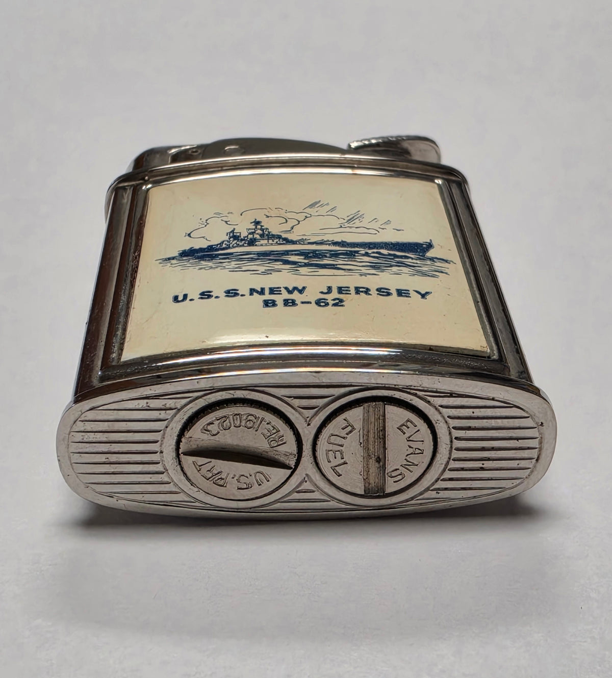 1950s Evans Banner U.S.S. New Jersey Military Pocket Lighter