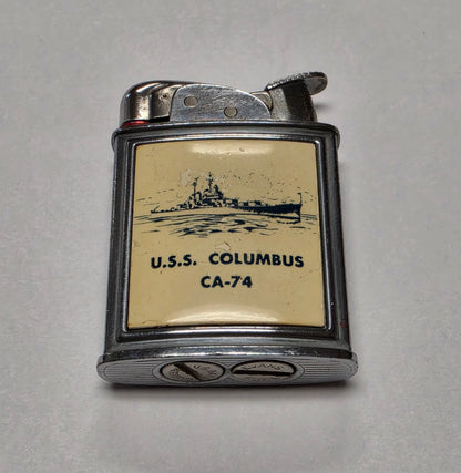 1950s Evans Banner U.S.S. Columbus Military Pocket Lighter