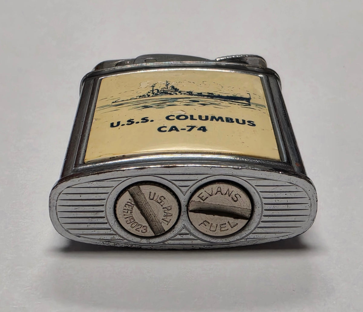 1950s Evans Banner U.S.S. Columbus Military Pocket Lighter