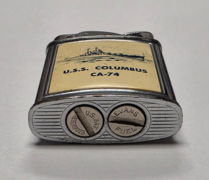 1950s Evans Banner U.S.S. Columbus Military Pocket Lighter