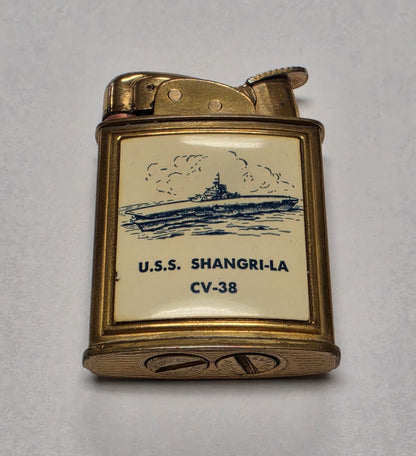 1950s Evans Banner U.S.S. Shangri-La Military Pocket Lighter