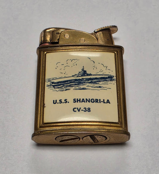 1950s Evans Banner U.S.S. Shangri-La Military Pocket Lighter
