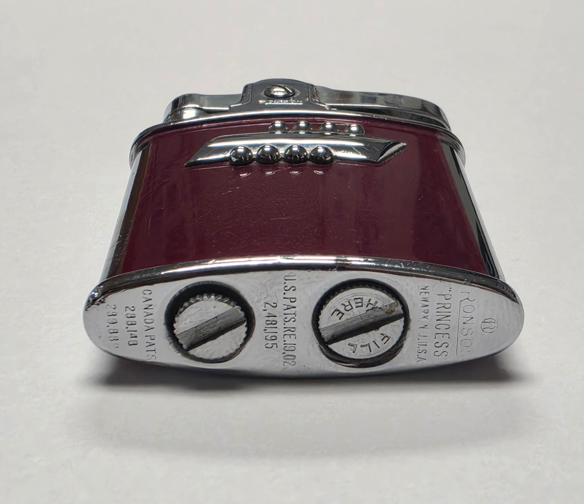 1930s Ronson Princess Maroon Enamel Lighter