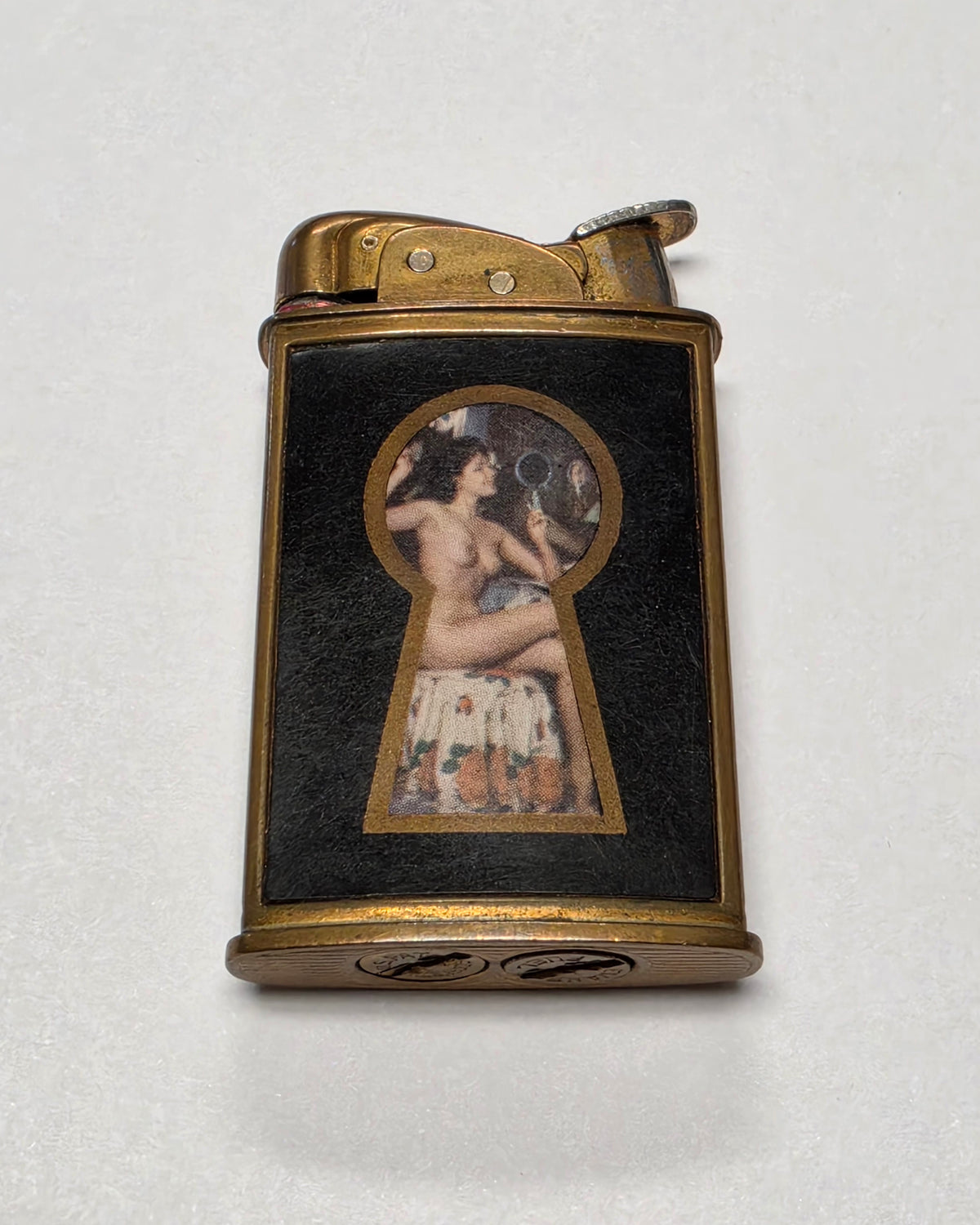 1950s Evans Supreme Nude Woman Peephole Pocket Lighter