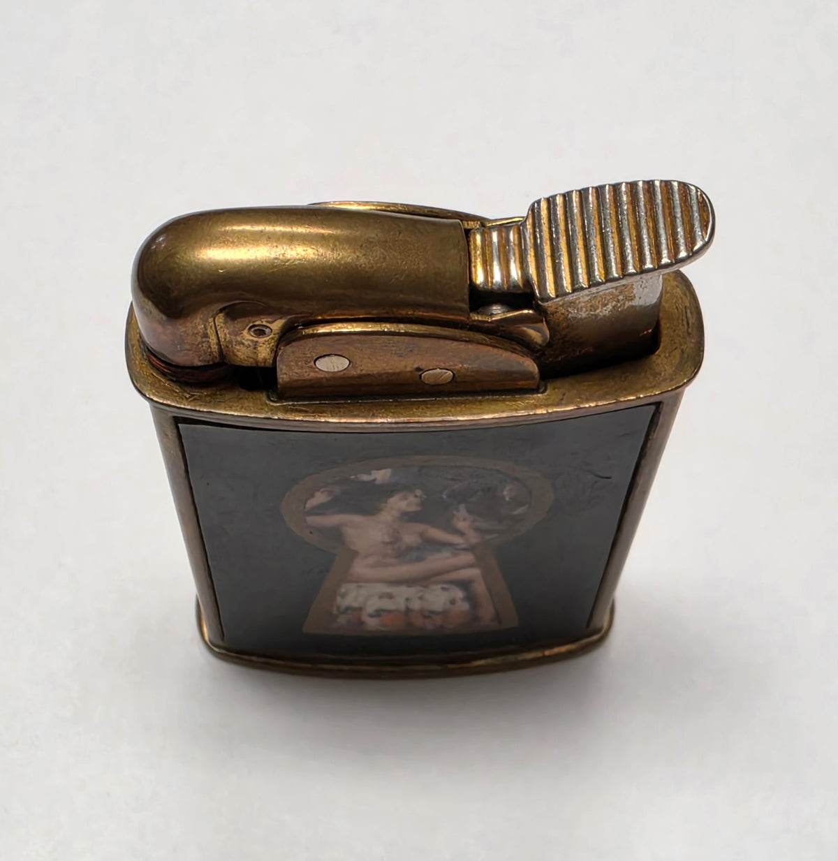 1950s Evans Supreme Nude Woman Peephole Pocket Lighter
