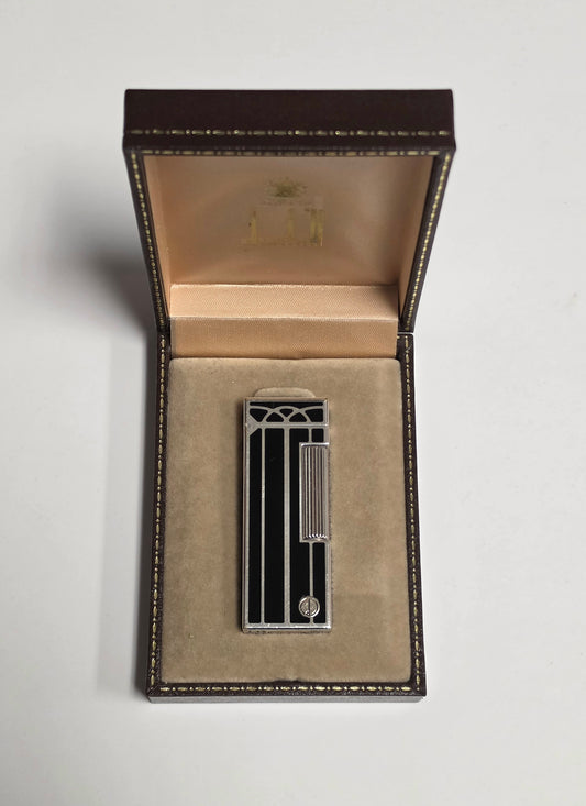 Alfred Dunhill Rollagas Art Deco Black Lacquer Lighter