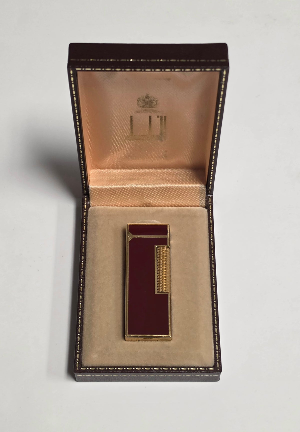 Alfred Dunhill Rollagas Gold Plated & Red Lacquer Lighter