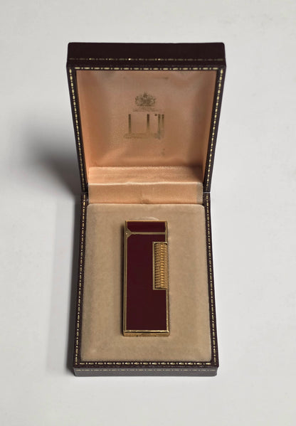 Alfred Dunhill Rollagas Gold Plated & Red Lacquer Lighter