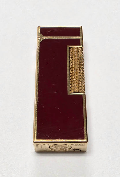 Alfred Dunhill Rollagas Gold Plated & Red Lacquer Lighter