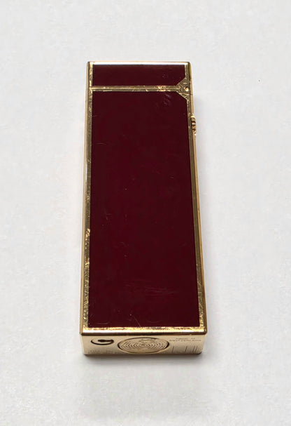 Alfred Dunhill Rollagas Gold Plated & Red Lacquer Lighter