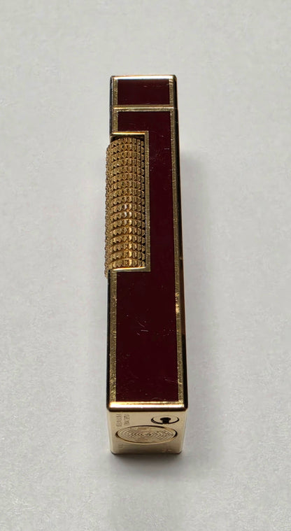 Alfred Dunhill Rollagas Gold Plated & Red Lacquer Lighter