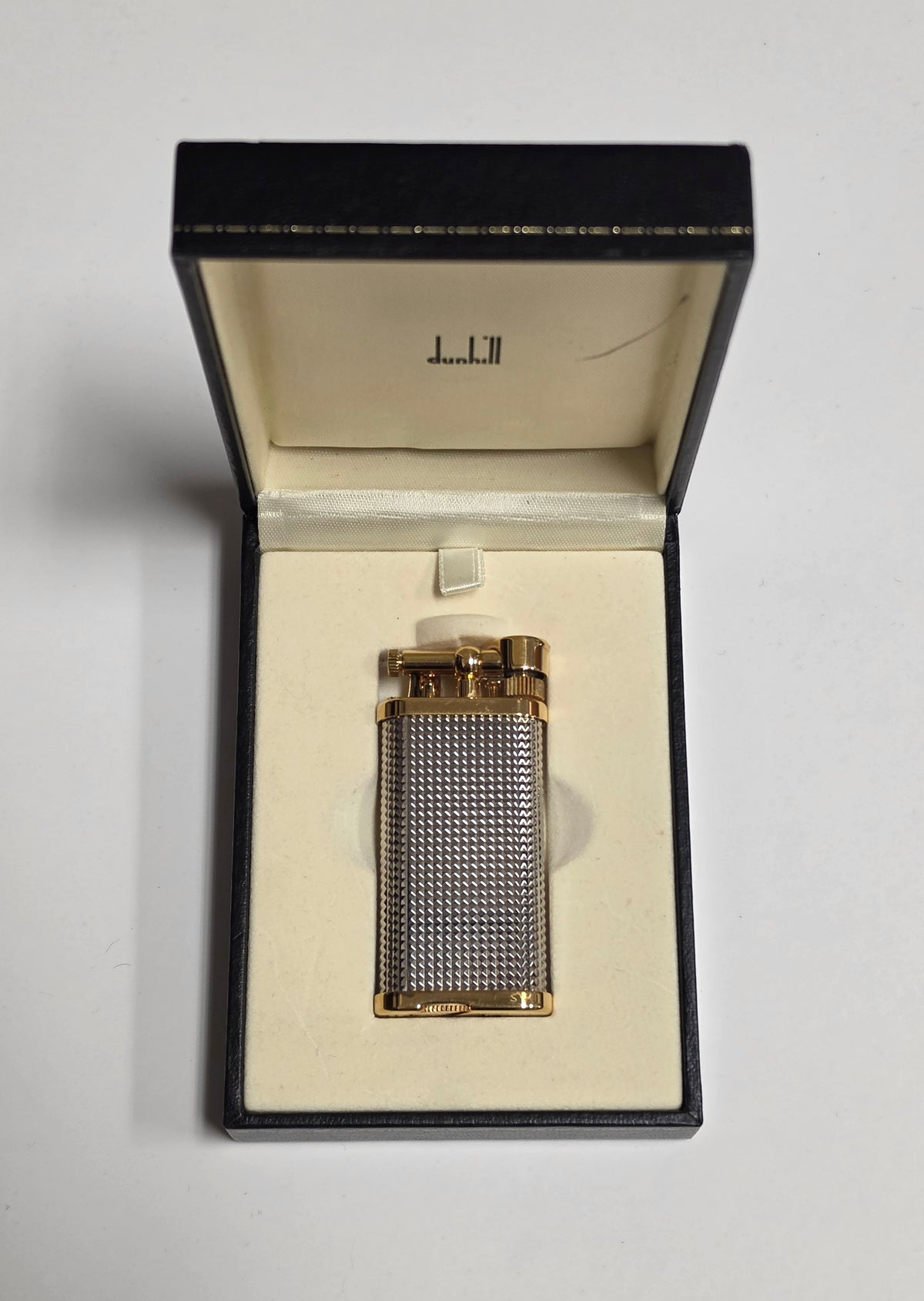Alfred Dunhill Unique Gold & Silver Hobnail Lift Arm Lighter