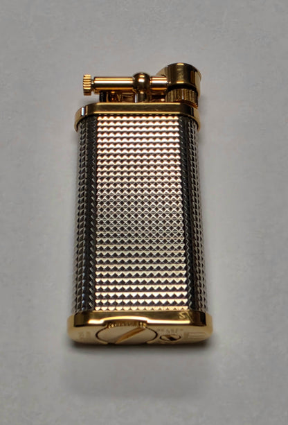Alfred Dunhill Unique Gold & Silver Hobnail Lift Arm Lighter