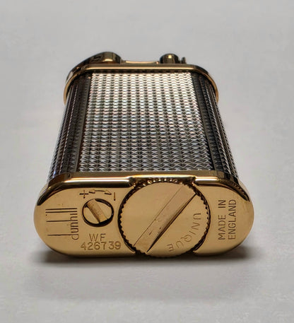 Alfred Dunhill Unique Gold & Silver Hobnail Lift Arm Lighter