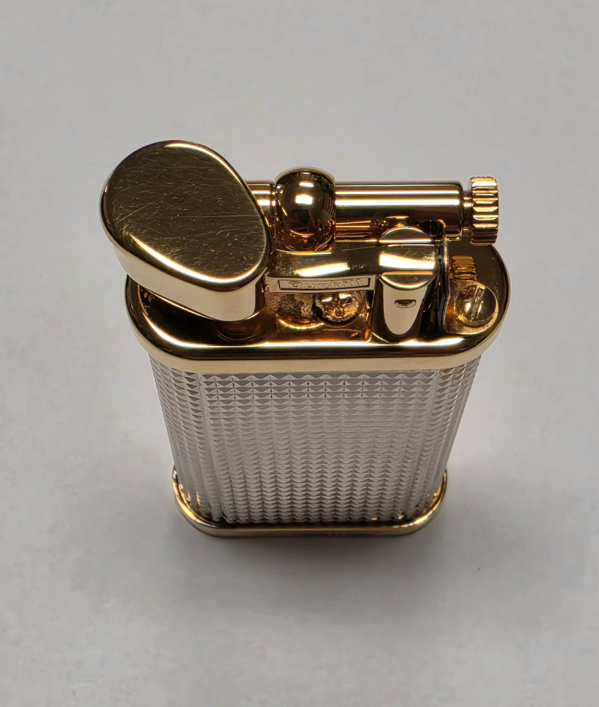 Alfred Dunhill Unique Gold & Silver Hobnail Lift Arm Lighter