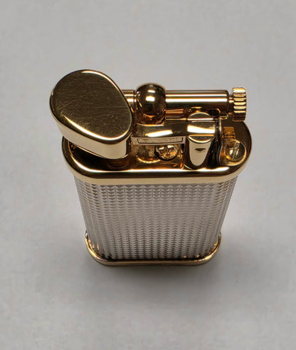 Alfred Dunhill Unique Gold & Silver Hobnail Lift Arm Lighter