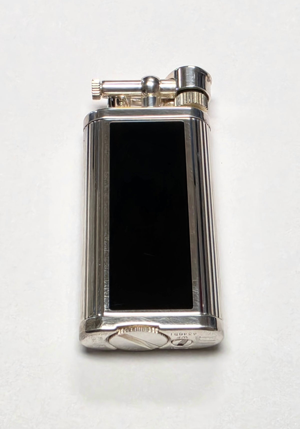 Alfred Dunhill Unique Silver & Black Lacquer Lift Arm Lighter