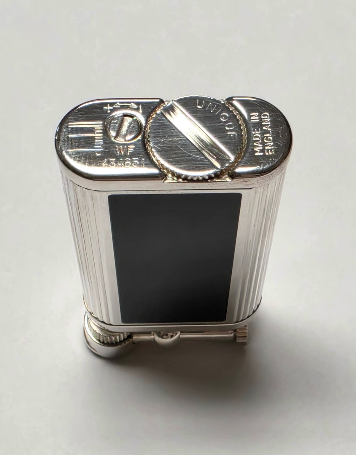 Alfred Dunhill Unique Silver & Black Lacquer Lift Arm Lighter