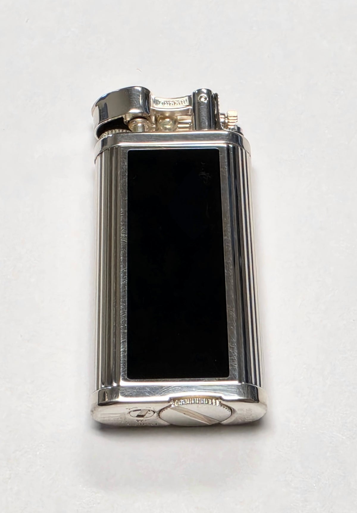 Alfred Dunhill Unique Silver & Black Lacquer Lift Arm Lighter