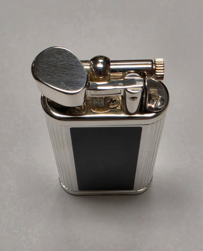 Alfred Dunhill Unique Silver & Black Lacquer Lift Arm Lighter