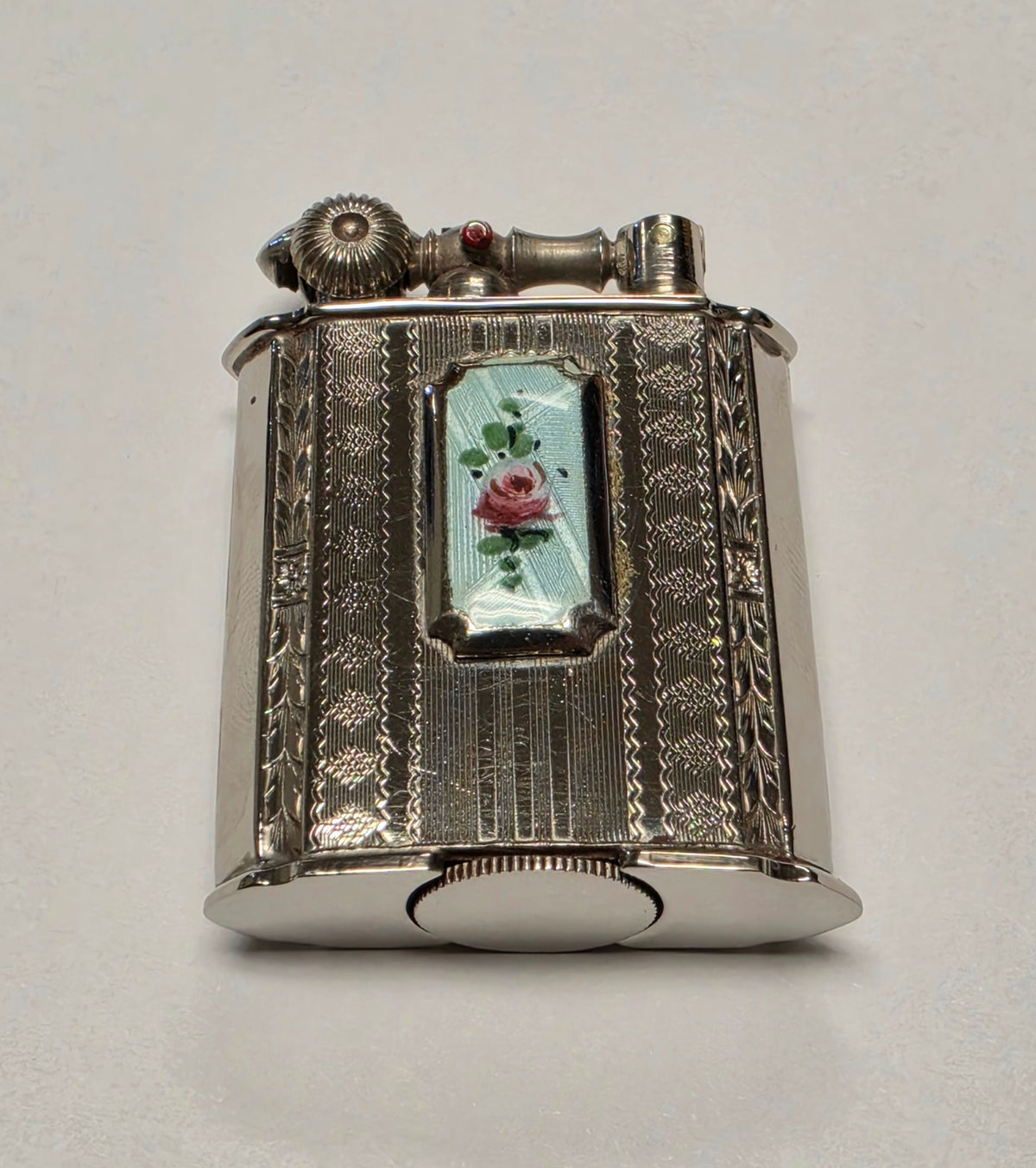 1930s Evans Cloisonne-Enameled Floral Pocket Lighter