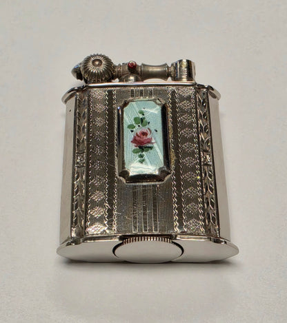 1930s Evans Cloisonne-Enameled Floral Pocket Lighter