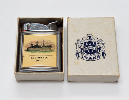 1950s Evans Banner U.S.S. New Kent Military Pocket Lighter